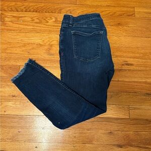 Warp+Weft Raw Hem Dark Skinny Jeans